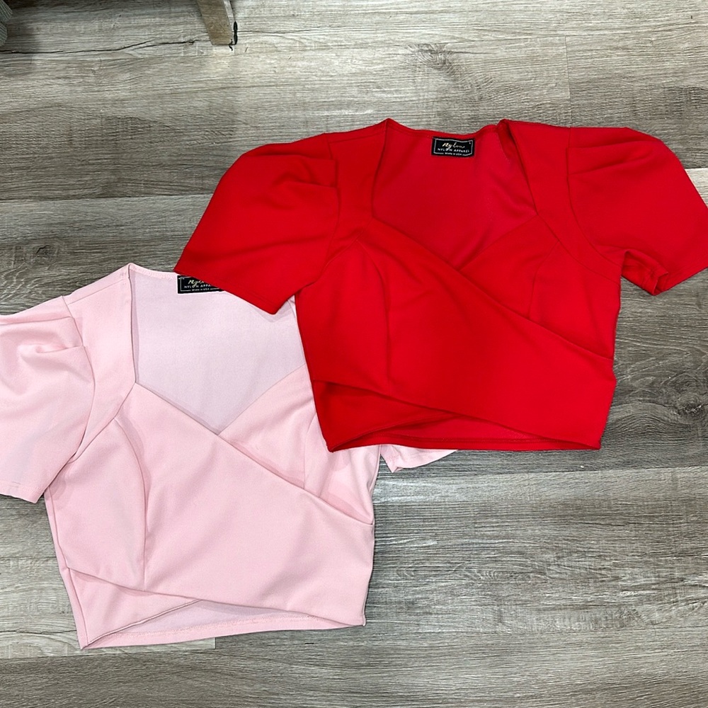 Bundle of two pink and red elegant tops